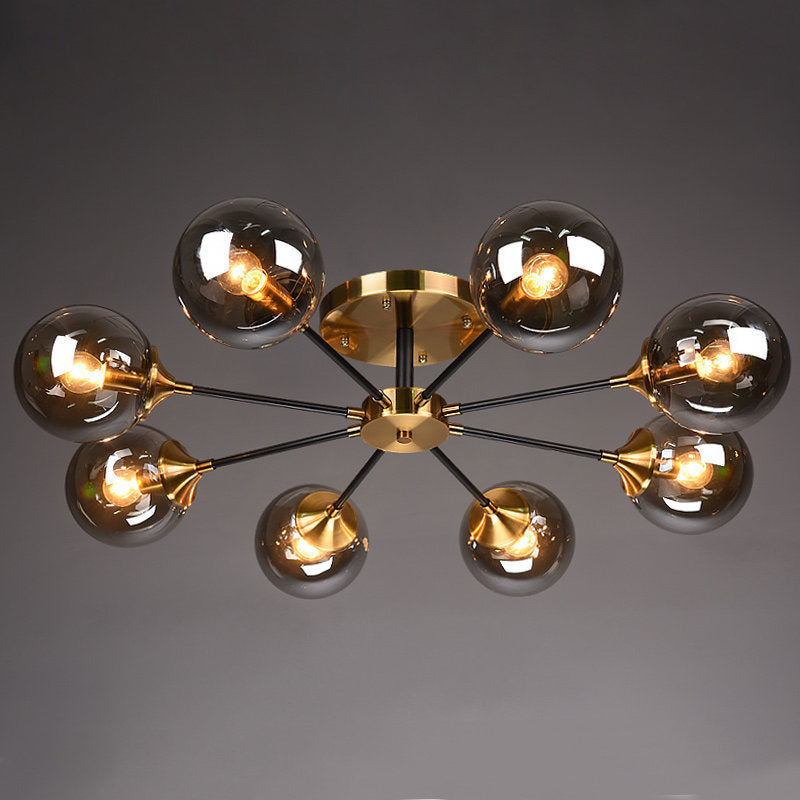 Sputnik Flush Mount Ceiling Light Ultra-Contemporary Stained Glass Ceiling Mount Chandelier for Bedroom