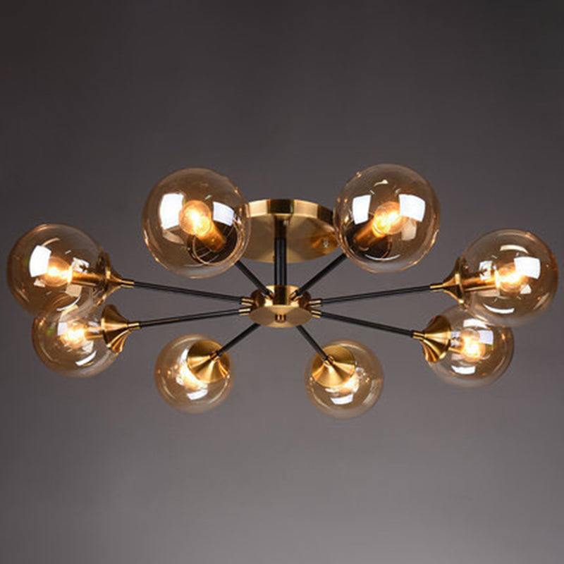 Sputnik Flush Mount Ceiling Light Ultra-Contemporary Stained Glass Ceiling Mount Chandelier for Bedroom