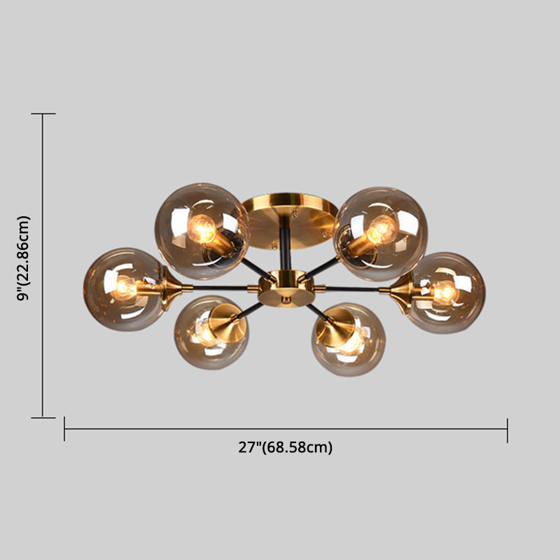 Luz de techo de montaje de montura de Sputnik Candelera de techo de vidrio ultra contemporáneo de montura de techo de vidrio para dormitorio