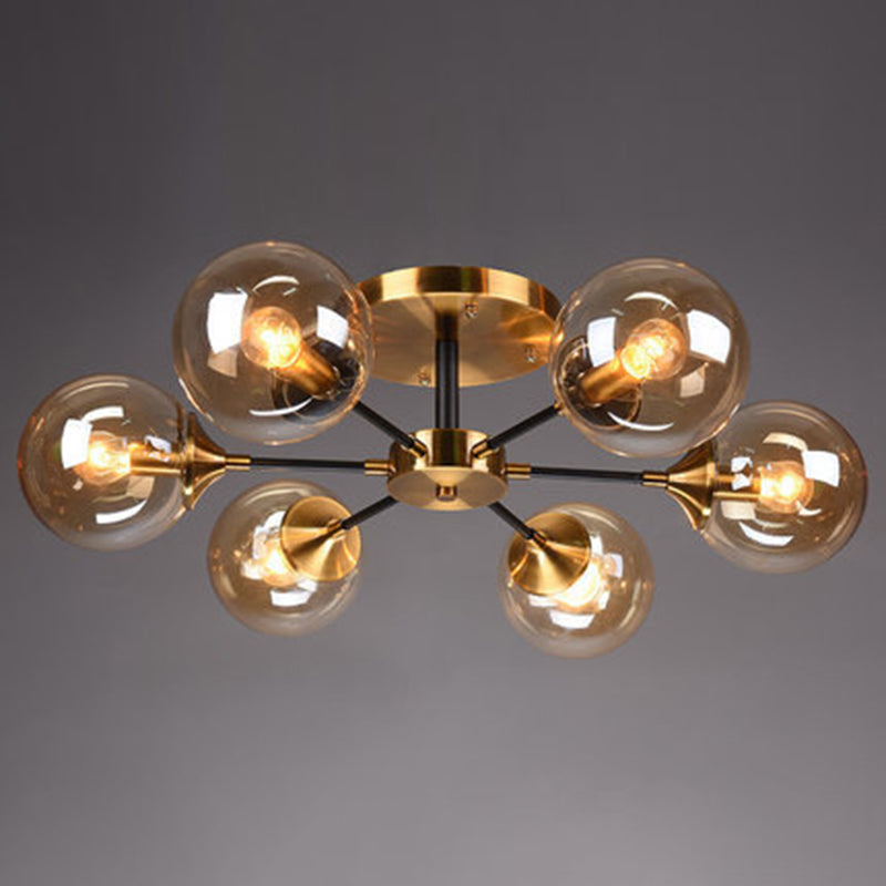 Sputnik Flush Mount Ceiling Light Ultra-Contemporary Stained Glass Ceiling Mount Chandelier for Bedroom