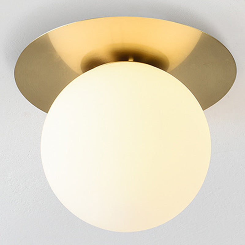 Sphere Semi Flush Chandelier Contemporary Frosted Glass Ceiling Mount Light Fixture for Hallway