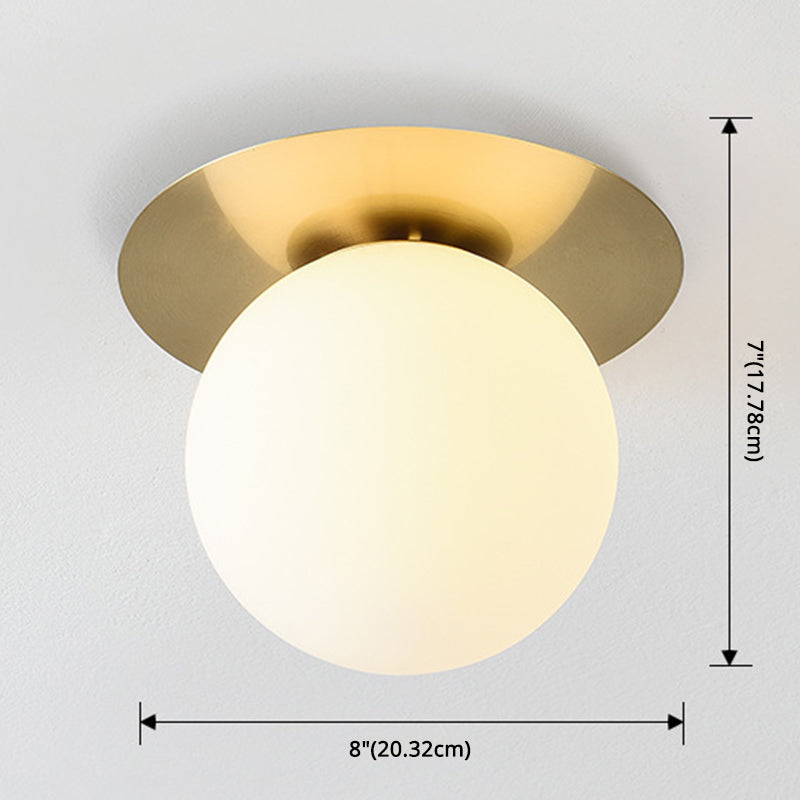 Sphere Semi Flush Chandelier Contemporary Frosted Glass Ceiling Mount Light Fixture for Hallway