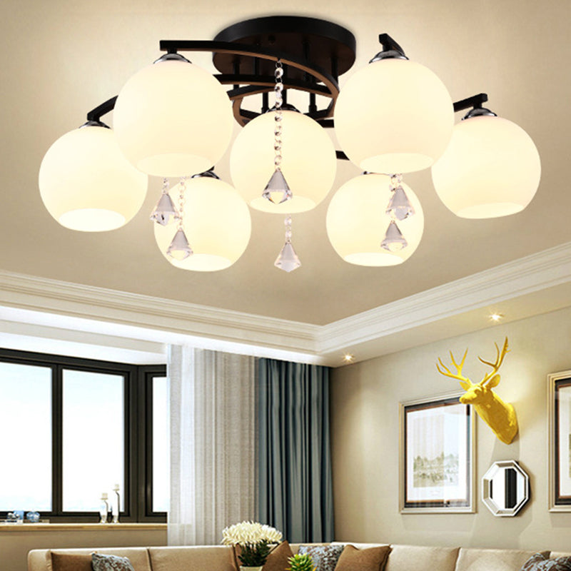 Round Flush Mount Ceiling Light Modernist Frosted White Glass Ceiling Flush Mount for Living Room