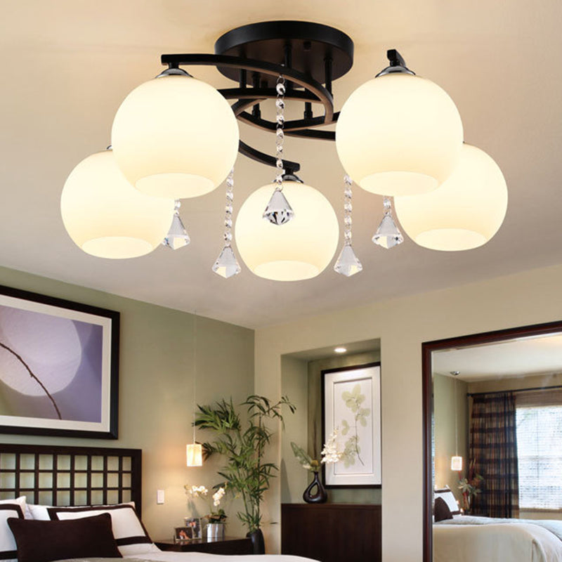 Round Flush Mount Ceiling Light Modernist Frosted White Glass Ceiling Flush Mount for Living Room