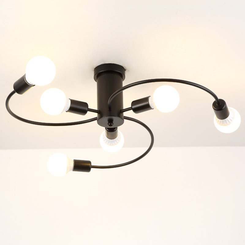 Lampade a filo semifulico sferico Ultra-Contemporario a 6 luci Bianco di supporto per soffitto in vetro bianco per camera da letto