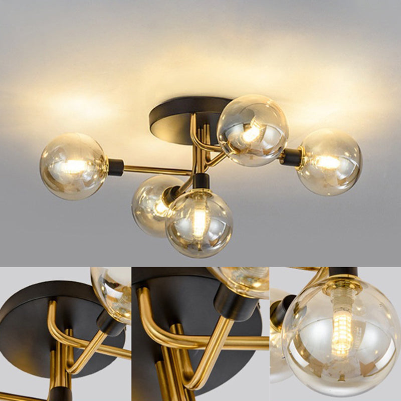 Bubble Semi Flush Mount Lighting Contemporary Stained Glass Ceiling Light Fixtures for Bedroom