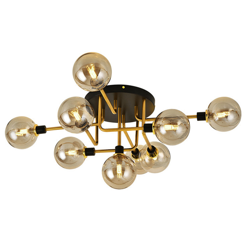 Bubble Semi Flush Mount Lighting Contemporary Stained Glass Ceiling Light Fixtures for Bedroom