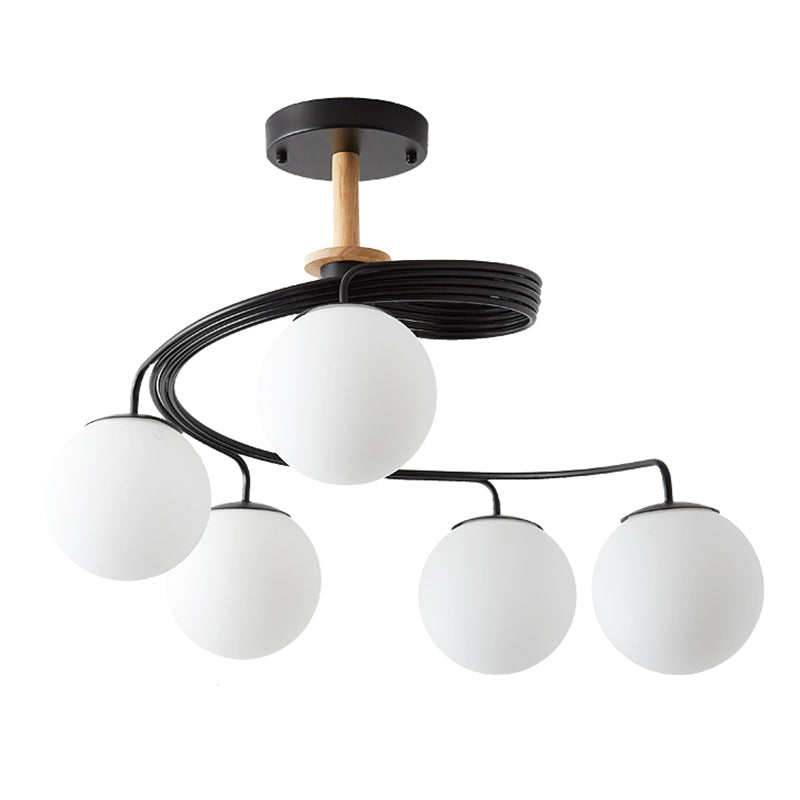 Globe Semi Flush Mount Light Fixture Ultra-Contemporary Milk Glass Ceiling Light Fixture for Living Room