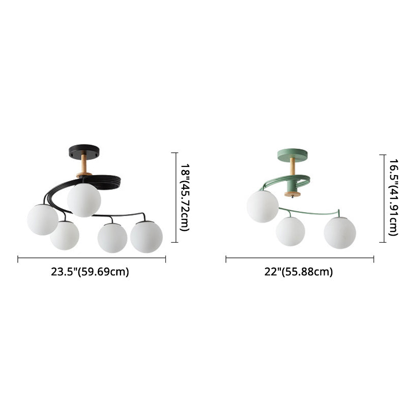 Globe Semi Flush Mount Light armatuur ultrahandige melkglas plafondlamp voor de woonkamer