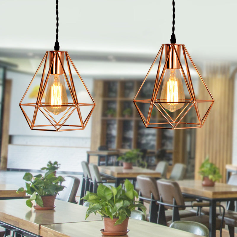 Diamond Iron Cluster Custing Lighting Post-Modern Restaurant Hanging Lamp in oro rosa