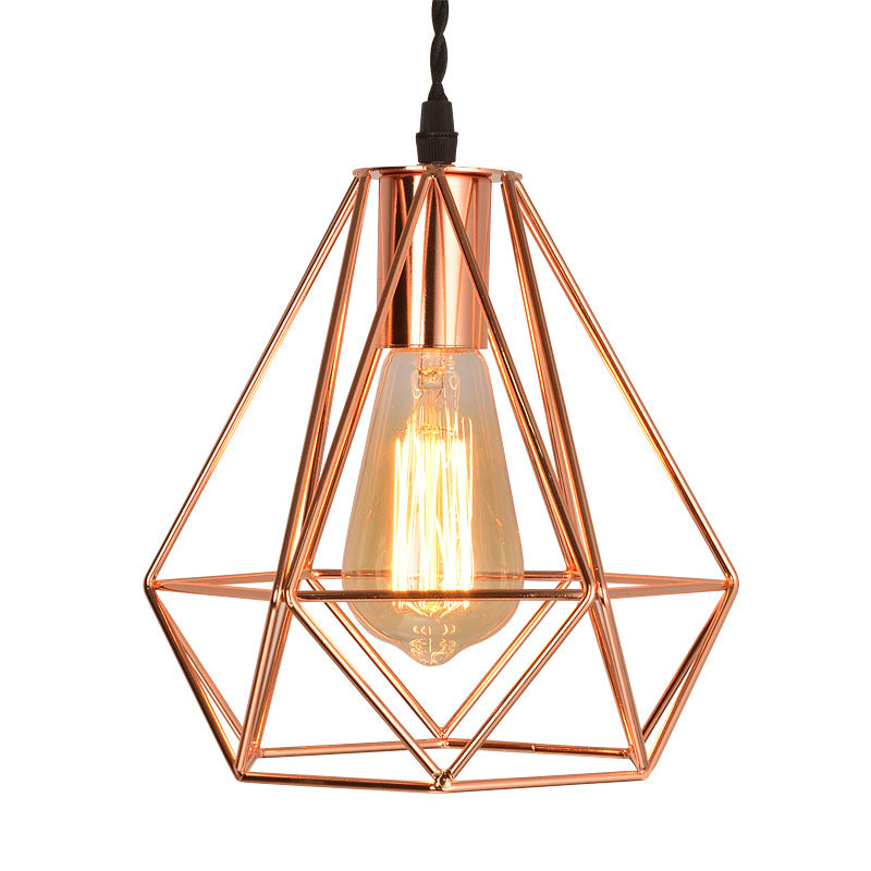 Diamond Iron Cluster Custing Lighting Post-Modern Restaurant Hanging Lamp in oro rosa