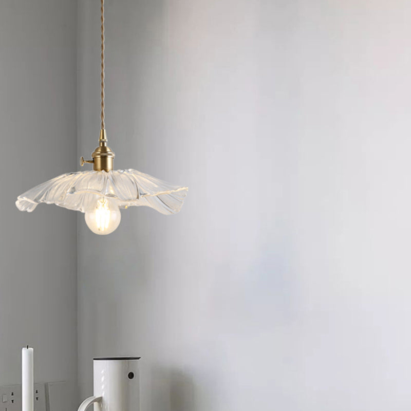 Flower Shape Shade Ceiling Pendant Lamp  Vintage Industrial  Clear Glass Hanging Light