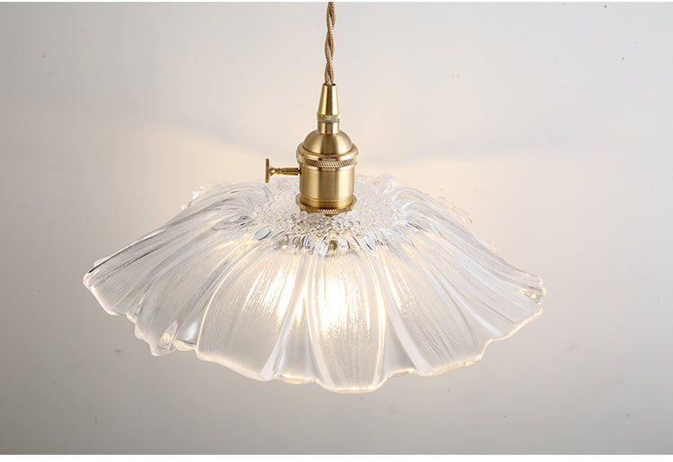 Flower Shape Shade Ceiling Pendant Lamp  Vintage Industrial  Clear Glass Hanging Light