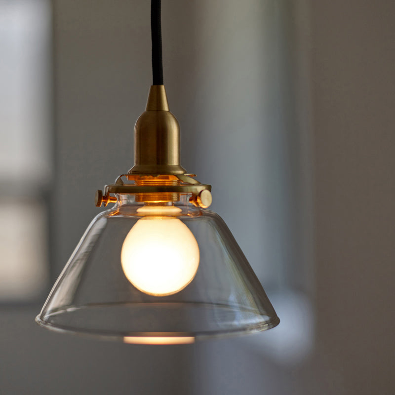 Klar 1 leichte Kegelanhängerlampe Industrielle minimalistische Glashängelampe für Wohnzimmer