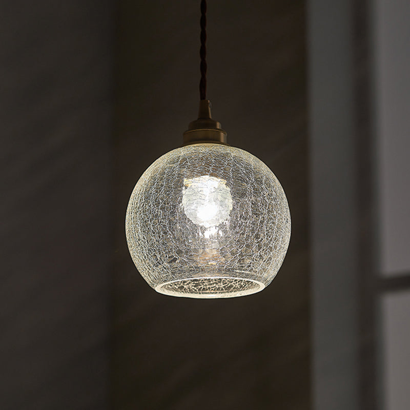 1 Light Spherical Pendant Lamp Vintage Industrial Crackled  Glass Hanging Lamp for Living Room