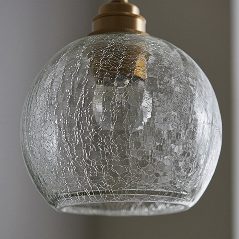 1 Light Spherical Pendant Lamp Vintage Industrial Crackled  Glass Hanging Lamp for Living Room