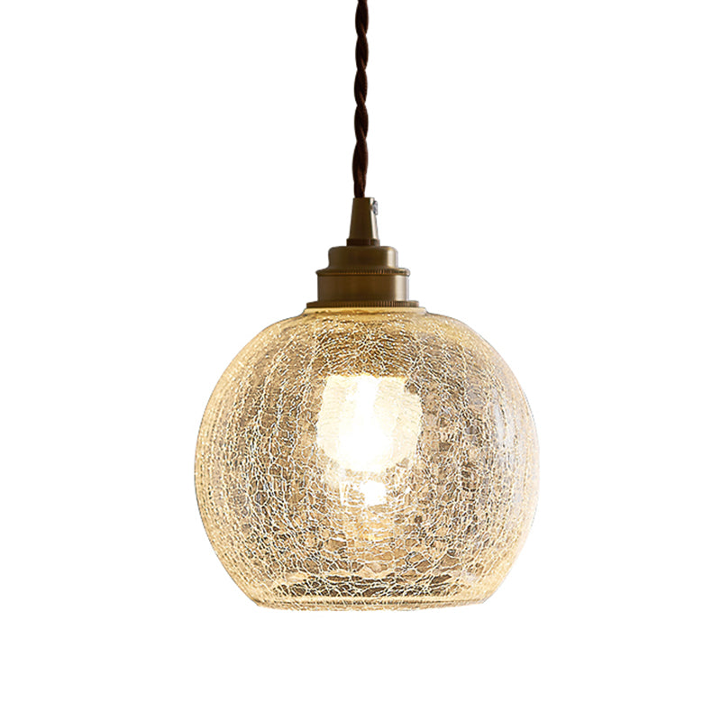 1 Light Spherical Pendant Lamp Vintage Industrial Crackled  Glass Hanging Lamp for Living Room