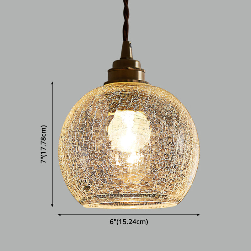 1 Light Spherical Pendant Lamp Vintage Industrial Crackled  Glass Hanging Lamp for Living Room