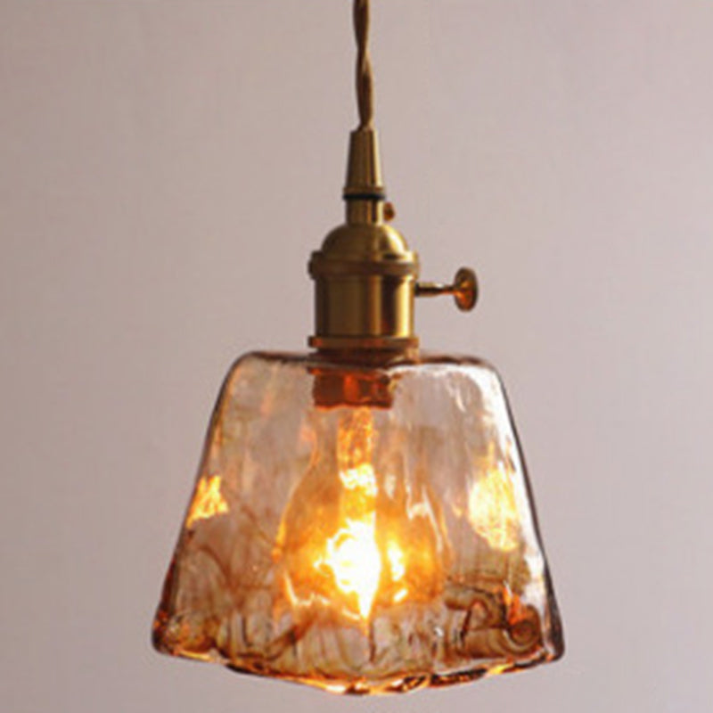 Vintage 1 Light Pendant  Lamp Amber Alabaster Glass Pendant Lighting  for Living Room