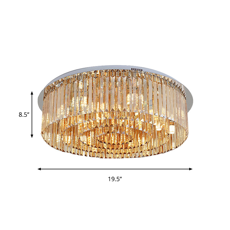 4 - Tier Round Flush Mount Simplicity 8/12 - Light Amber Crystal Flushmount Massimale Lampada per Living Room