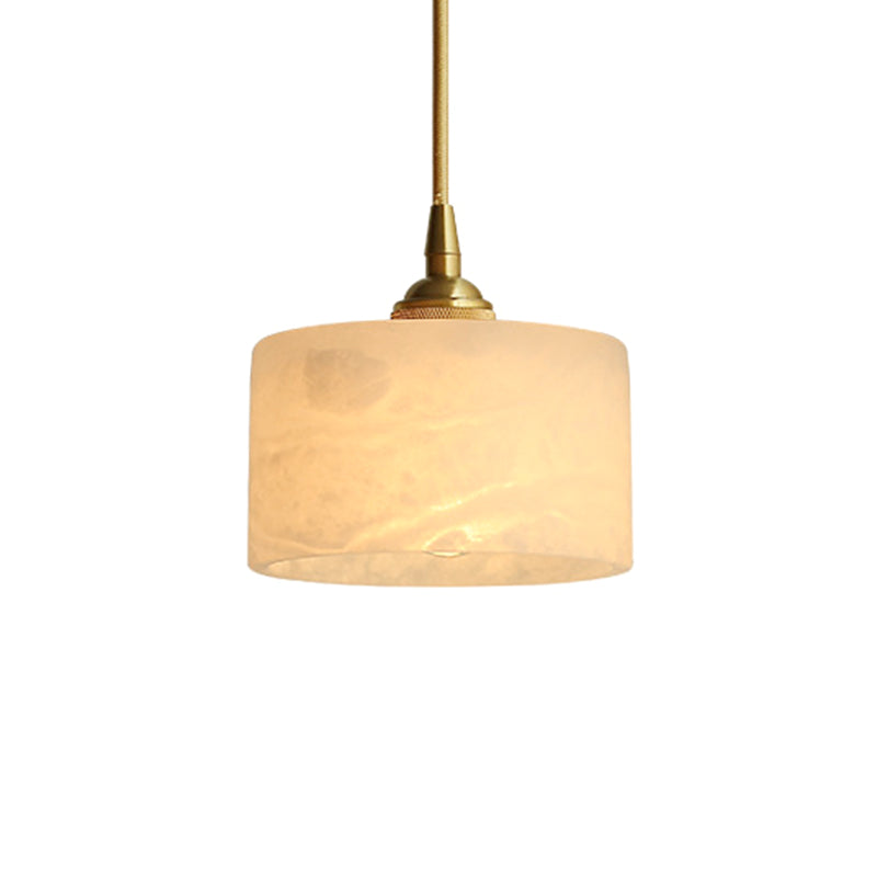 Messing 1 lichte plafondlicht retro cilindrische glazen schaduw woonkamer kleine hangende lamp