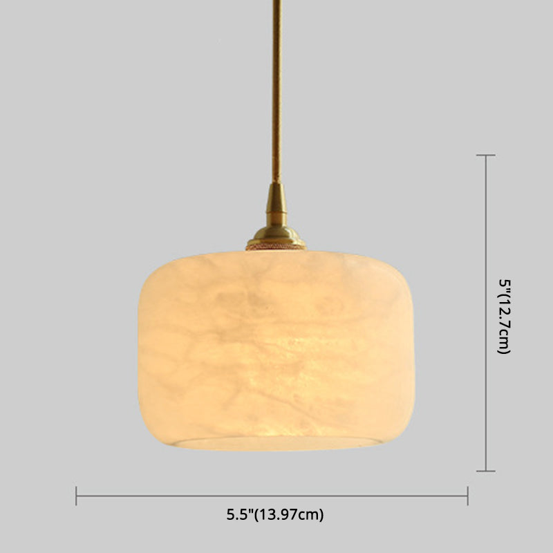 Brass 1 Light Ceiling Light Retro Cylindrical Glass Shade Living Room Small Hanging Lamp