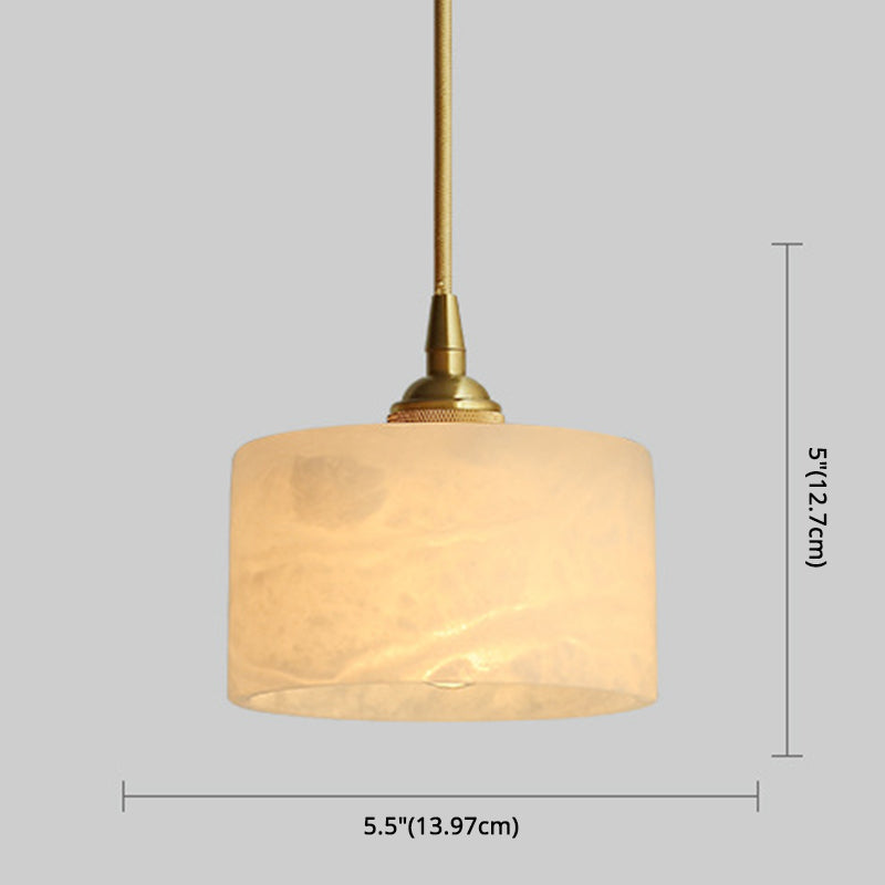 Brass 1 Light Ceiling Light Retro Cylindrical Glass Shade Living Room Small Hanging Lamp