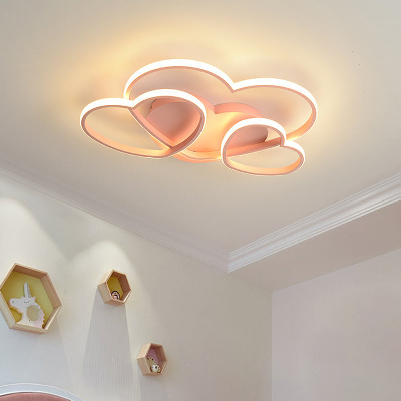 Diseño del corazón Semi Flush Montaje Luz de montura Acrílico Actualidad Acrílico Montaje Luz para niños dormitorio