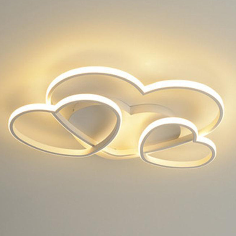 Heart Design Semi Flush Mount Light Kids Acrylic Ceiling Mount Light Fixture for Children Bedroom