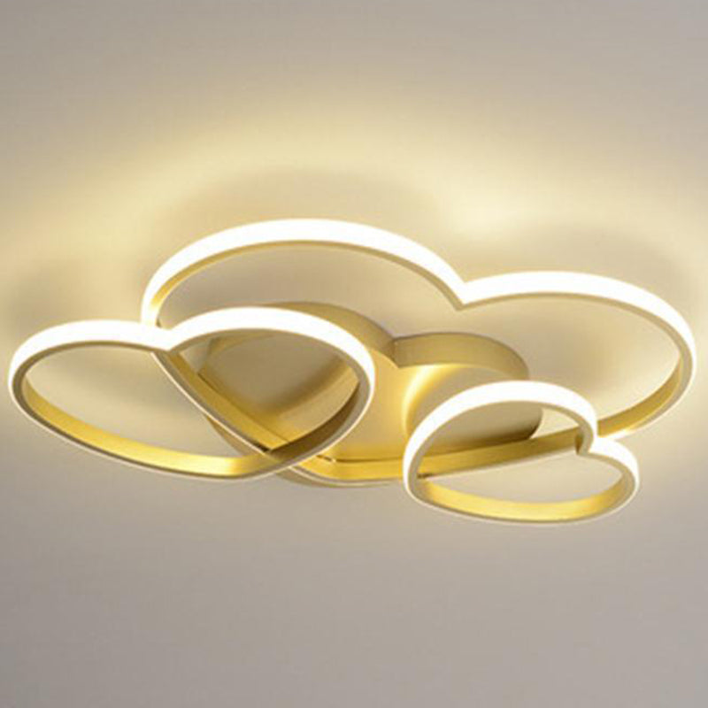 Heart Design Semi Flush Mount Light Kids Acrylic Ceiling Mount Light Fixture for Children Bedroom