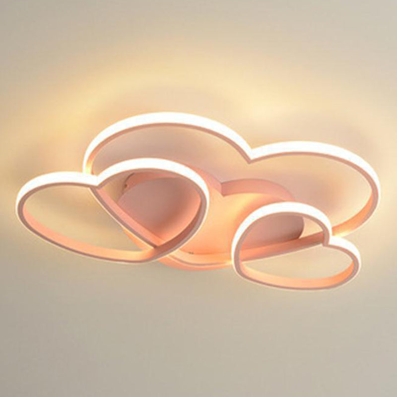 Heart Design Semi Flush Mount Light Kids Acrylic Ceiling Mount Light Fixture for Children Bedroom