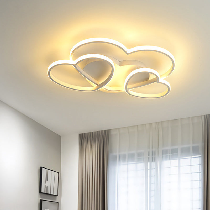 Heart Design Semi Flush Mount Light Kids Acrylic Ceiling Mount Light Fixture for Children Bedroom