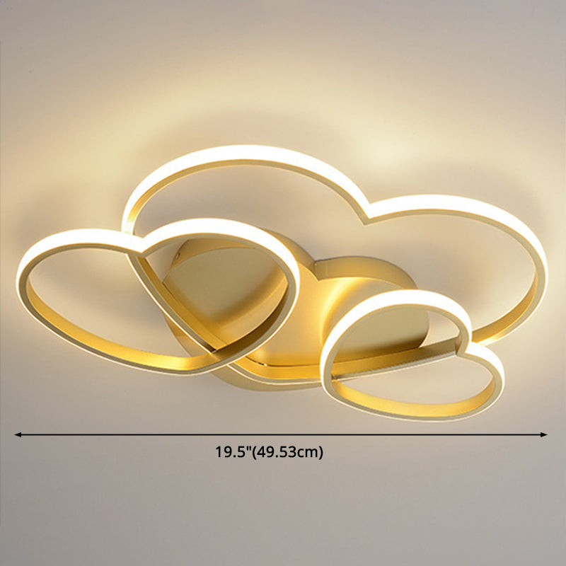 Heart Design Semi Flush Mount Light Kids Acrylic Ceiling Mount Light Fixture for Children Bedroom