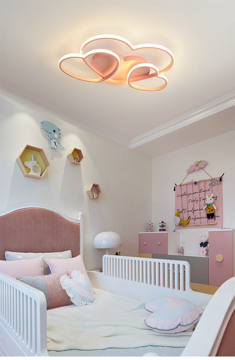 Heart Design Semi Flush Mount Light Kids Acrylic Ceiling Mount Light Fixture for Children Bedroom