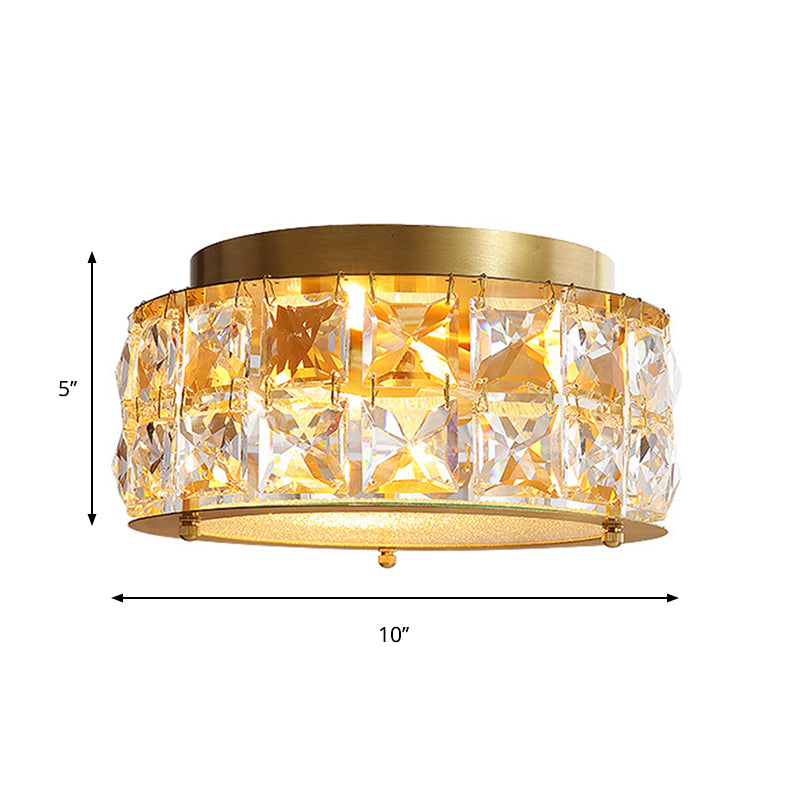 10 " Dia Ronde Flush Mount Licht Minimaal Kristal 4 Licht Gouden Dicht Bij Plafond Licht