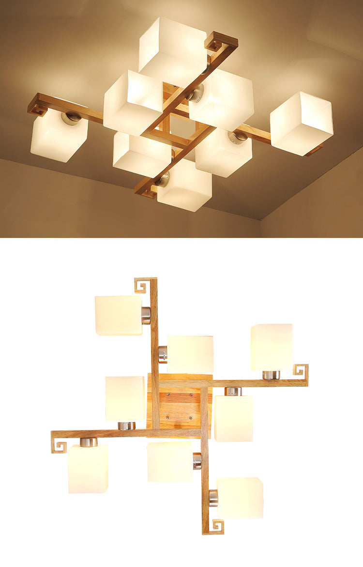 Splicing Squares Flush Mount Ceiling Light Modernist White Glass Ceiling Light Fixtures for Living Room