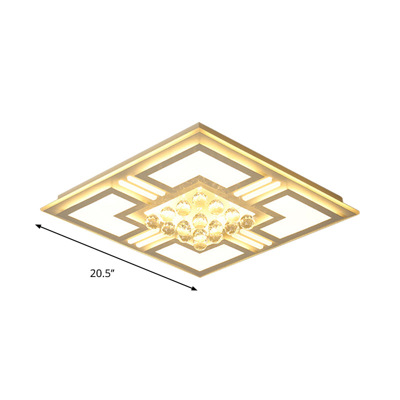 20.5"/35.5" Wide Crystal Square/Rectangle Flush Lamp Simple LED  Ceiling Mounted Fixture in Warm/White Light