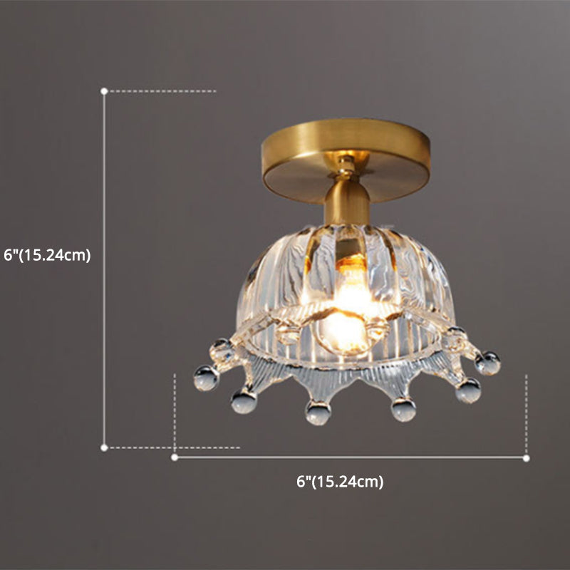 Éclairage du couloir de plafond en verre transparent traditionnel avec porte-lampe en laiton