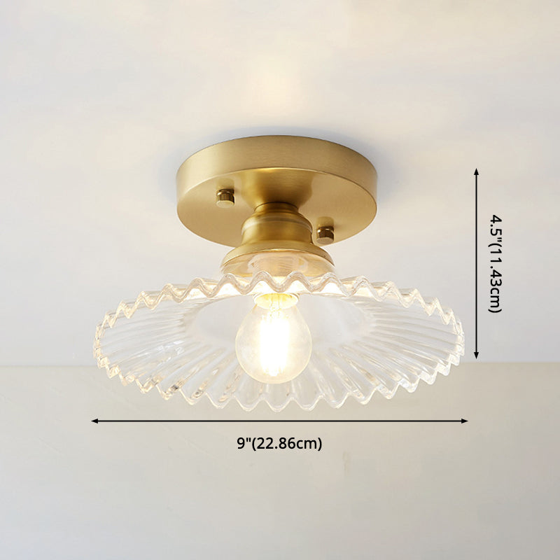 Traditional Clear Glass Ceiling Light Corridor Lighting Fixture with Brass Lamp Holder