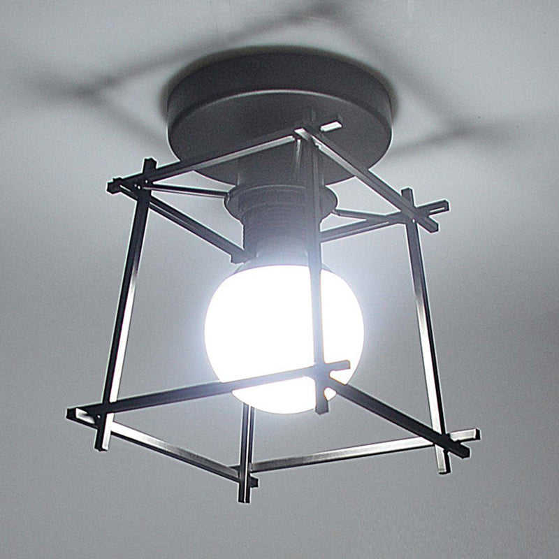 Vierkante semi -spoel kroonluchter retro industriële stijl 1 licht metalen plafond verlichtingsarmaturen voor gang