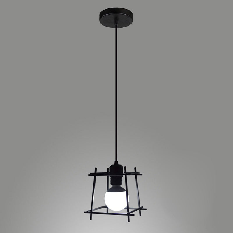 Square Semi Flush Chandelier Retro Industrial Style 1 Light Metal Plafond Lighttures pour le couloir