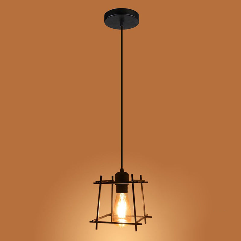 Square Semi Flush Chandelier Retro Industrial Style 1 Light Metal Plafond Lighttures pour le couloir