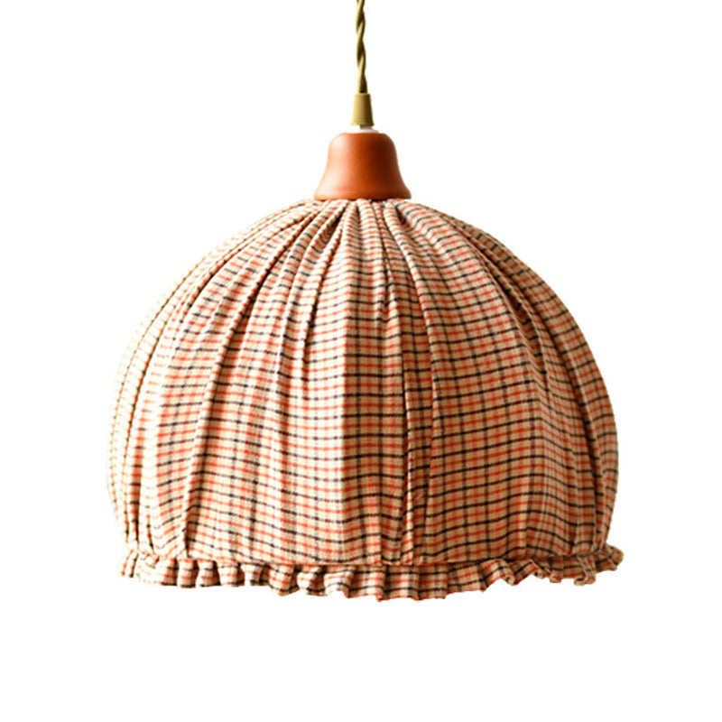 Fabric Dome Shape Ceiling Pendant Classic Single Dining Room Hanging Lamp in Pink/Orange