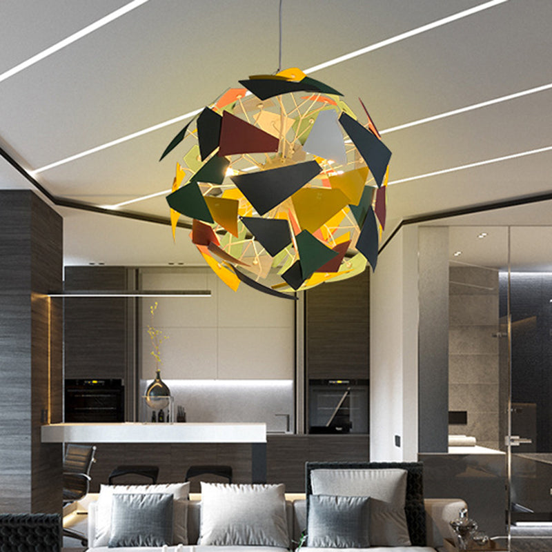 Camouflage Spherical Ceiling Pendant Light Metallic Industrial Multi Light Living Room Lighting Fixture