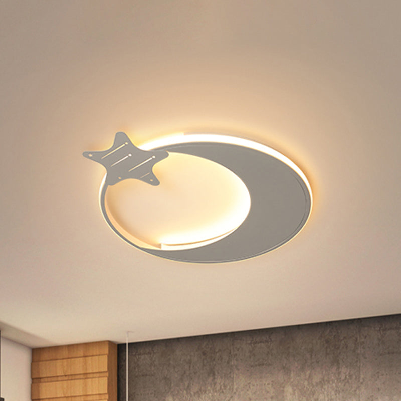 Lampada da soffitto a LED modernista con montaggio a incasso con luna bianca e stella in luce calda/bianca