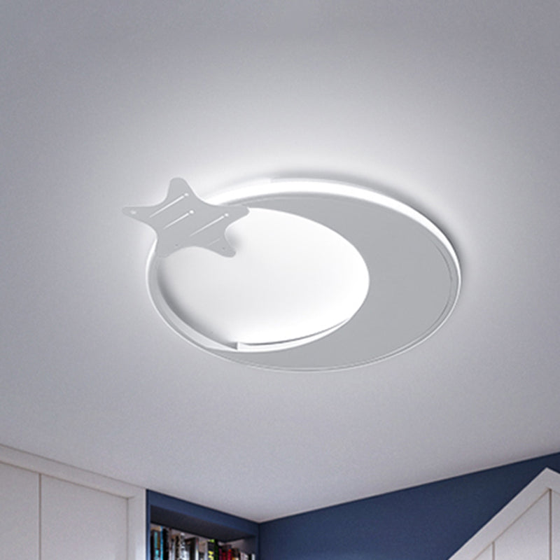 White Moon and Star Flush Mounted Light Modernism Led Ceiling Flush Light in Warm/White Light