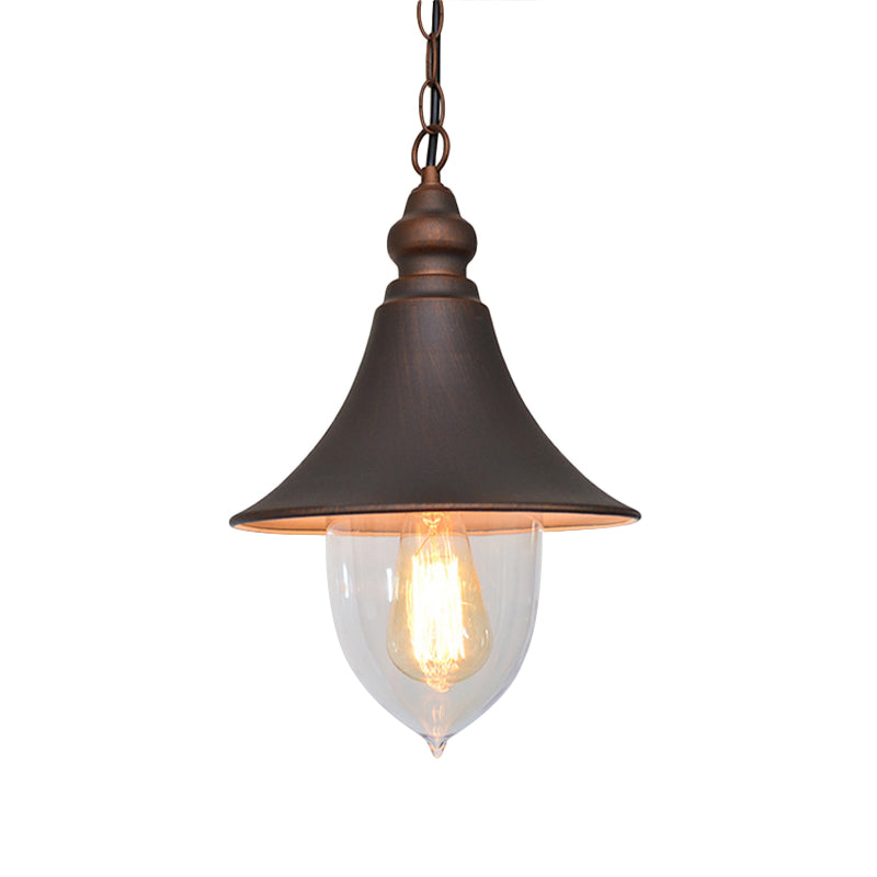 Black/Bronze/Gold Hanging Light Country Style 1 Light Pending Lighting con sombra de plástico transparente