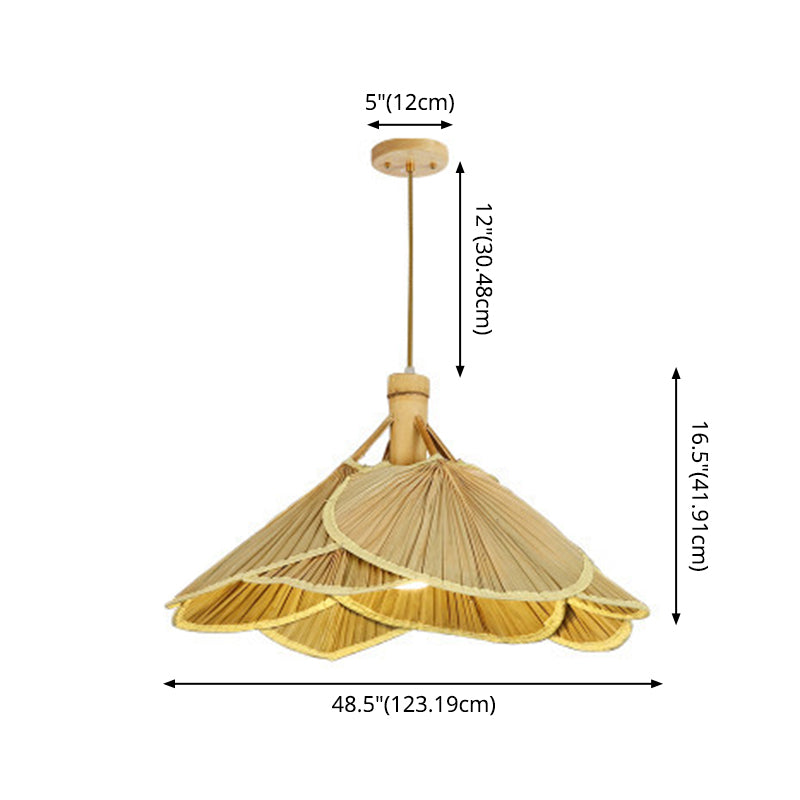 Fan Cattail Fan Bamboo Light Cince in stile cinese Sospensione in legno a 1 luce per foyer