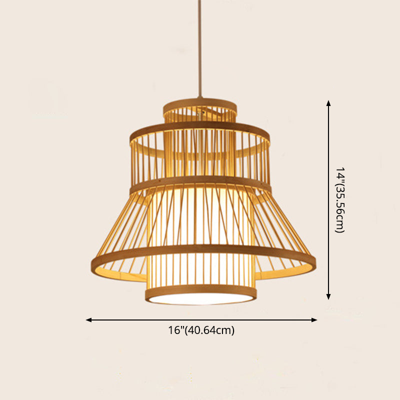 Lampada a ciondolo a legna lampada a sospensione di bambù a 1 luce Nordic Light per tannio