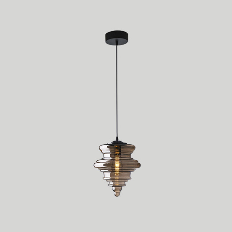 1 hoofd Spool -vormig plafond hanglamp Retro -glashangende lamp voor restaurant voor restaurant